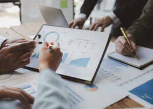 financial experts looking at reports