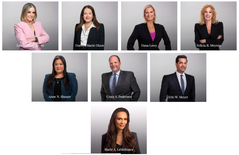 Lisa Helfend Meyer, Doreen Marie Olson, Dana Lowy, Felicia R. Meyers, Anne N. Slusser, Craig S. Pedersen,Marc Garelick, Eric W. Meyer, and Marie A. LaMolinara Named 2025 Lawdragon 500 Leading Family Lawyers